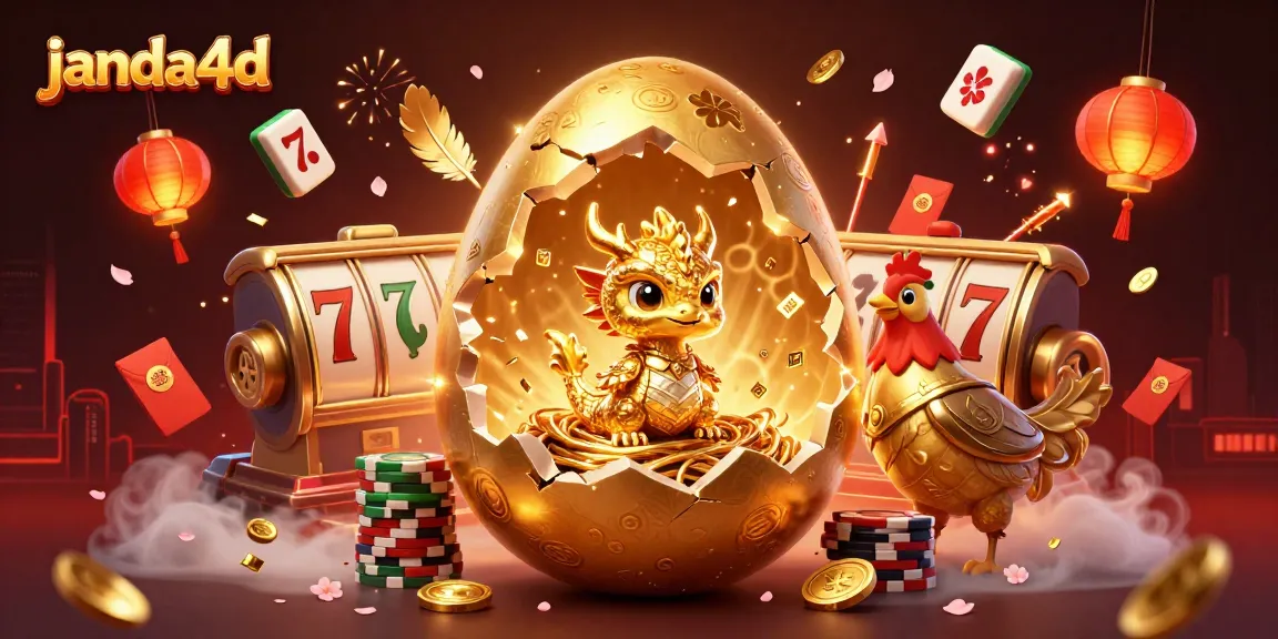 Permainan slot pada janda4d menunjukkan naga emas dan telur yang mengagumkan.