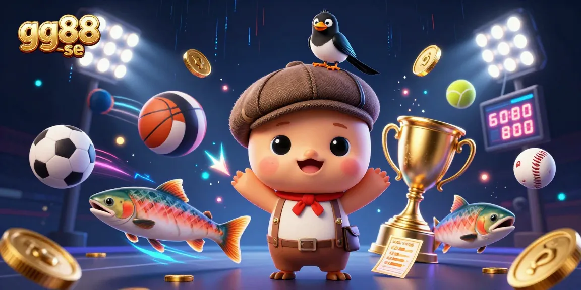 Join the excitement at gg88 se with a playful scene featuring a cute baby Nessie amidst dynamic casino action.