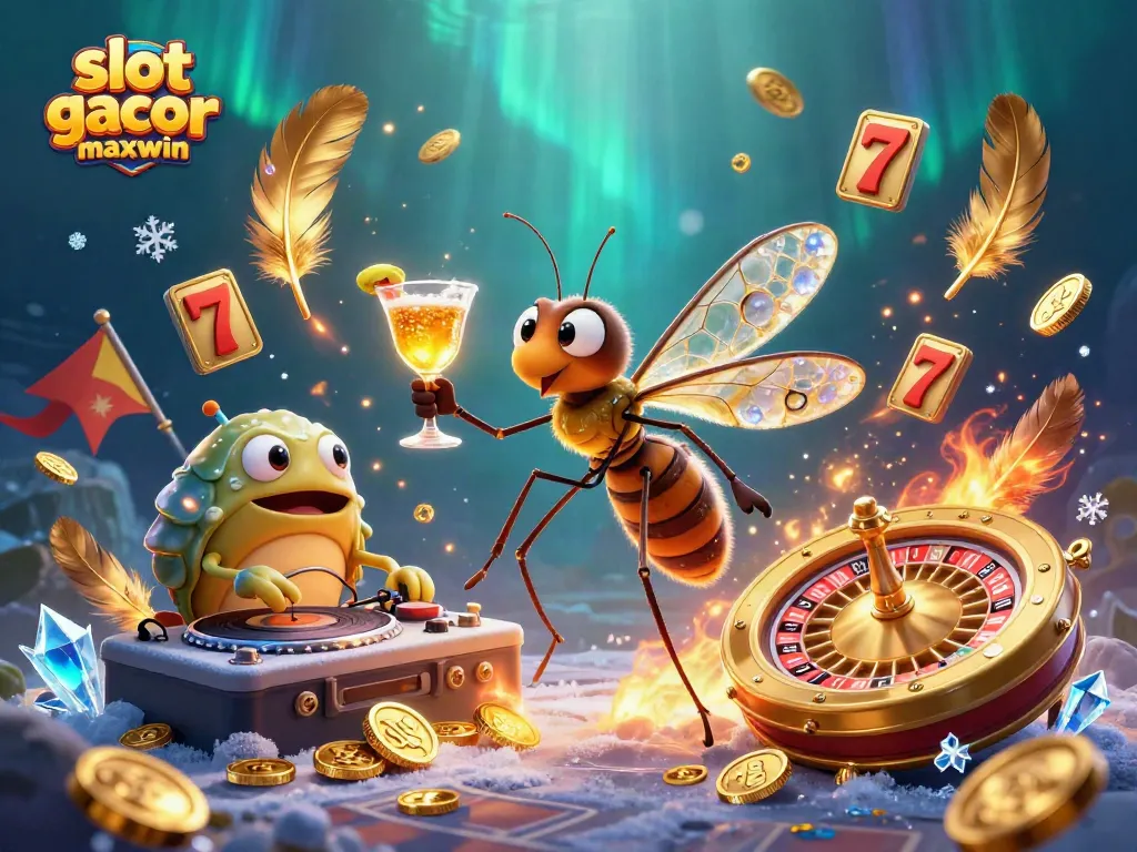 Engage with slot gacor maxwin in a vibrant casino scene filled with thrilling game elements.