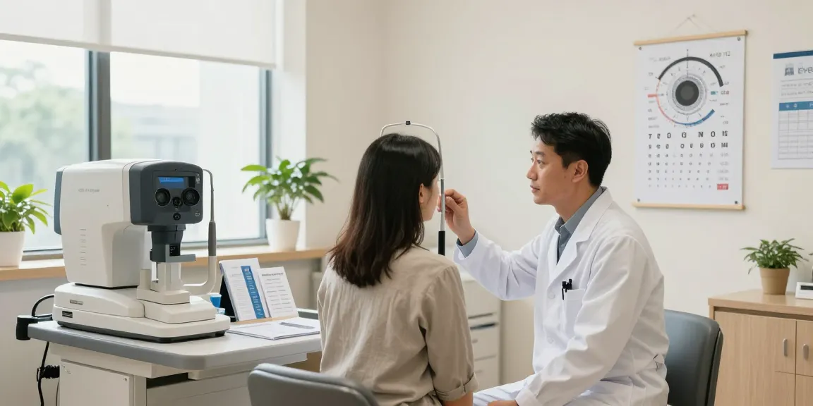 Patient consultation at SNU Eye Clinic with advanced eye care equipment.