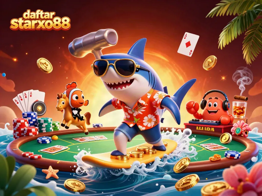 Experience daftar starxo88 in a vibrant casino scene with dynamic characters and game elements