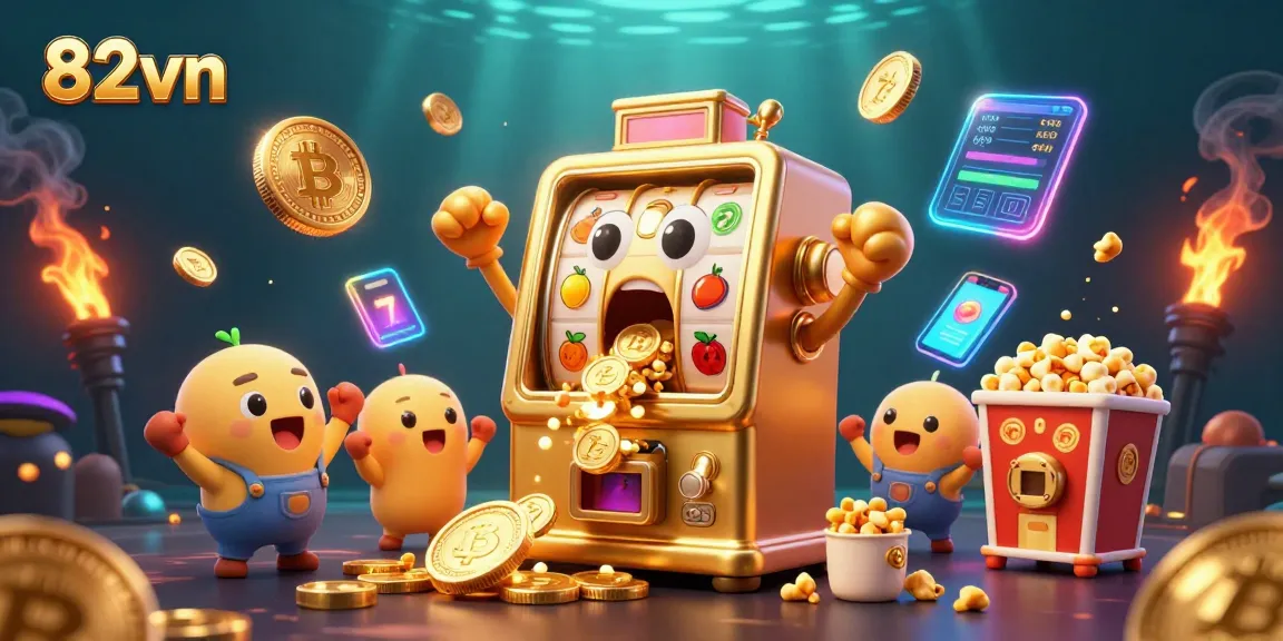 Experience winning spins at 82vn’s vibrant online casino with a lively jackpot celebration scene.