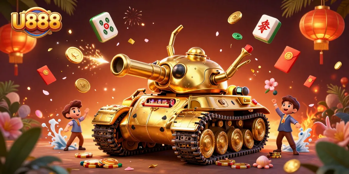 Experience U888's vibrant mini-casino scene, revealing excitement with animated game elements and festive energy.