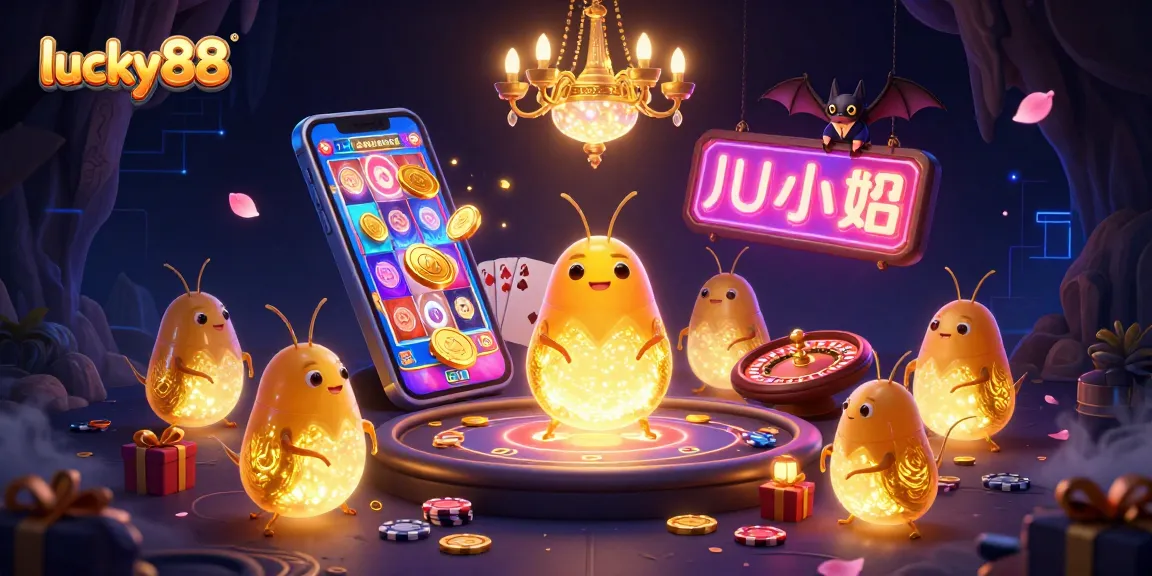 Play lucky88 in a vibrant casino scene lit by glowworms, with captivating game elements.