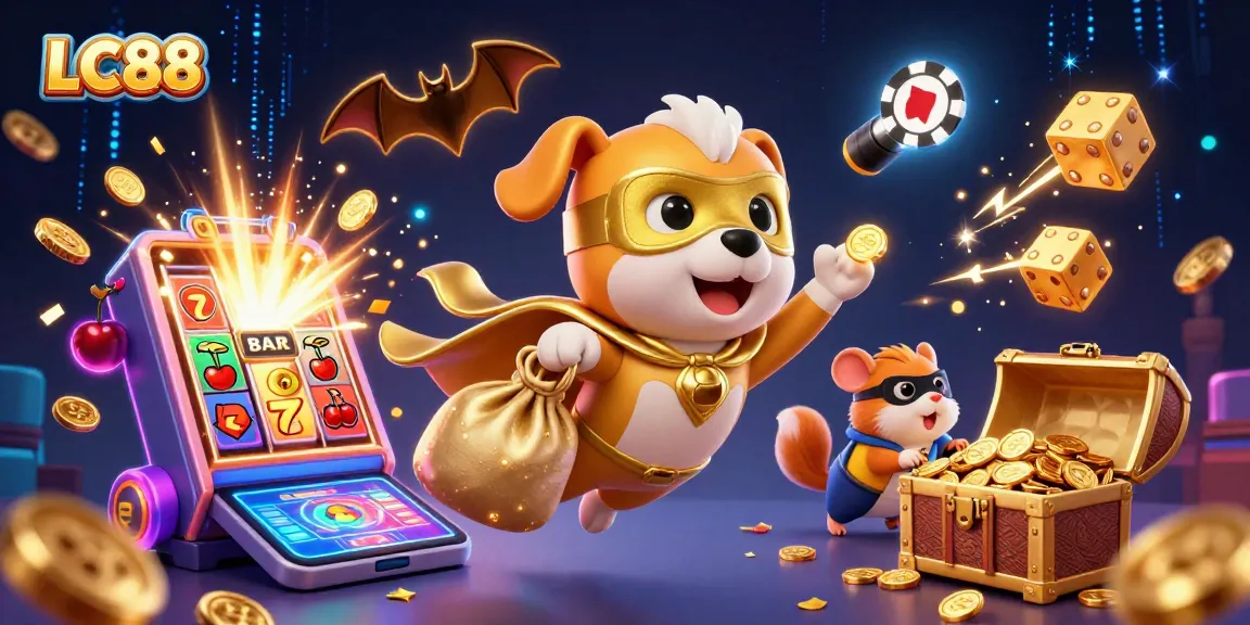 Engage in thrilling moments with LC88's dynamic casino adventures featuring vibrant characters and gold!