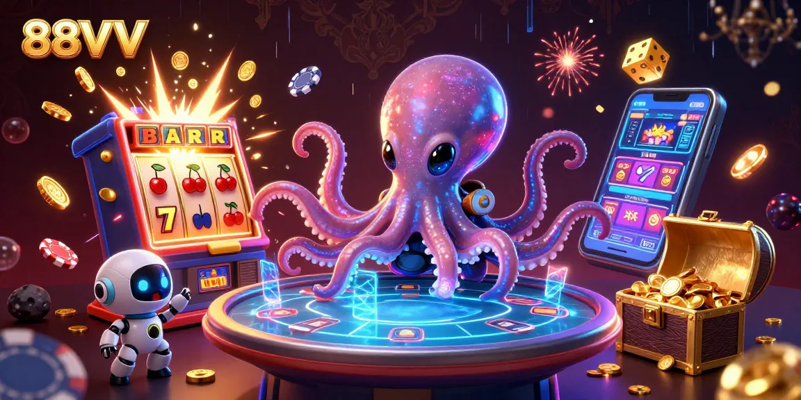 Experience thrilling gambling action at 88VV with exciting octopus characters and vibrant casino elements.