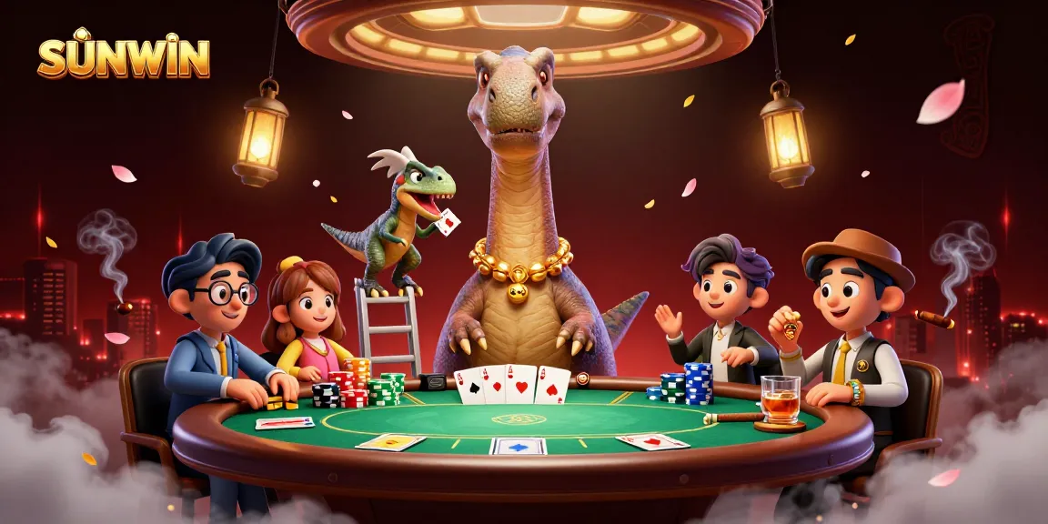 Experience SUNWIN gaming with a dynamic casino scene featuring poker action and vibrant character interactions.