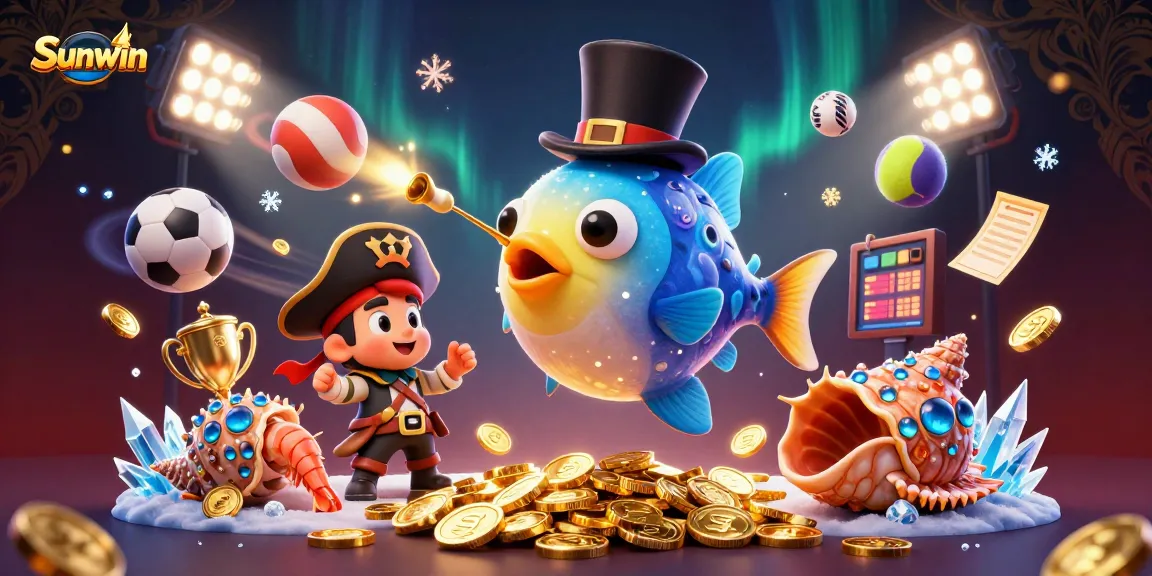 Sunwin’s anglerfish entices players with golden coins in a vibrant gambling scene filled with excitement