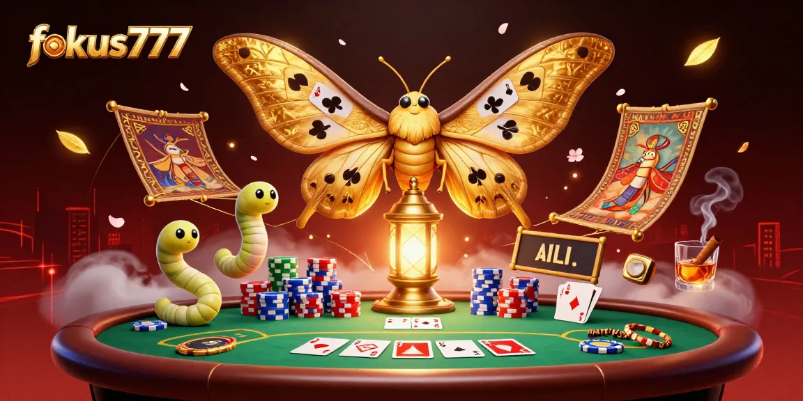 Experience the excitement of fokus777 with a vibrant 3D collage of casino elements depicting thrilling poker action.