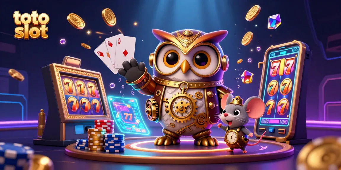 Experience excitement with toto slot featuring a time-traveler owl and dynamic casino elements.