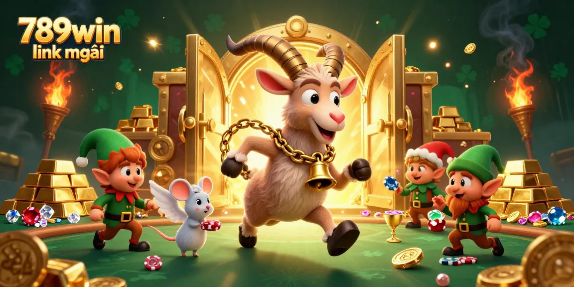 Win at 789win link mới with vibrant 3D casino characters and exciting treasures.
