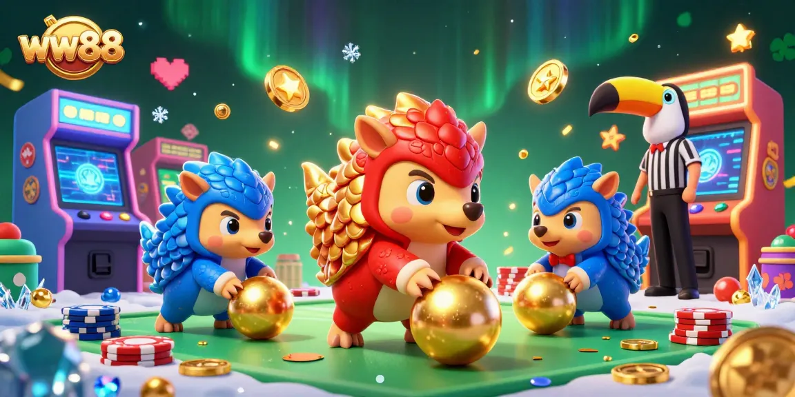 Experience thrilling gambling action at ww88 with playful pangolins and colorful casino excitement.