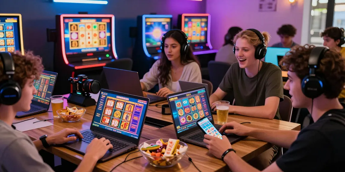 Excited players engage with ngamenjitu online slots and lotteries in a vibrant gaming atmosphere.