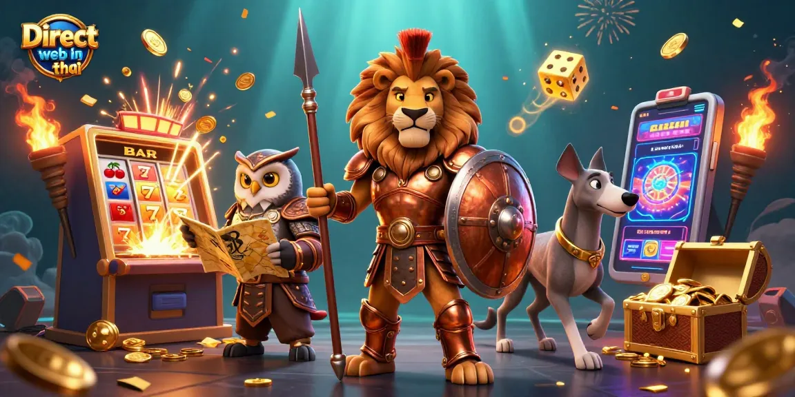 Spin the reels with a vibrant Direct web in thai casino scene featuring dynamic slot machines and characters.