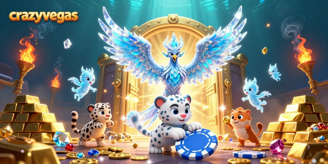 Experience the magic of crazyvegas with a 3D phoenix, playful cub, and radiant treasures!