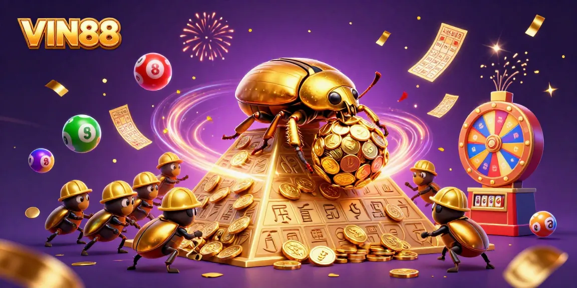 Experience thrilling gambling action at VIN88 with colorful lottery balls and dynamic casino elements.