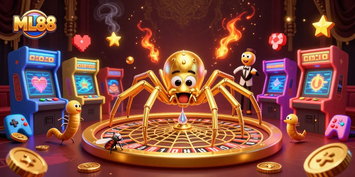 Engage in exciting bets at ML88 with a magical golden roulette wheel and playful characters.