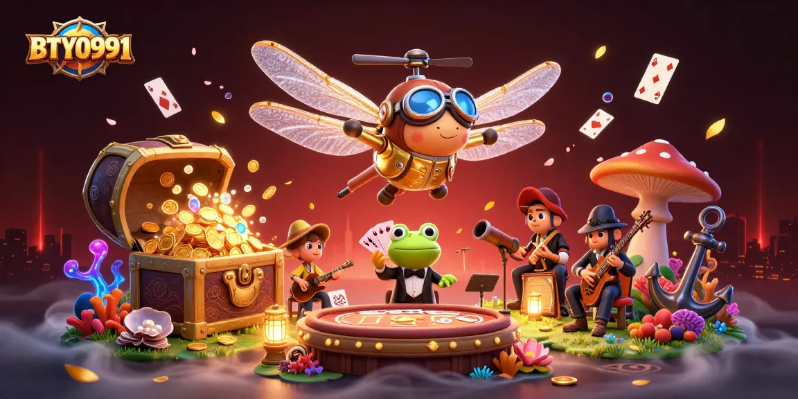 Engage with BTY0991 at the vibrant lily pad casino with unique characters and game elements.