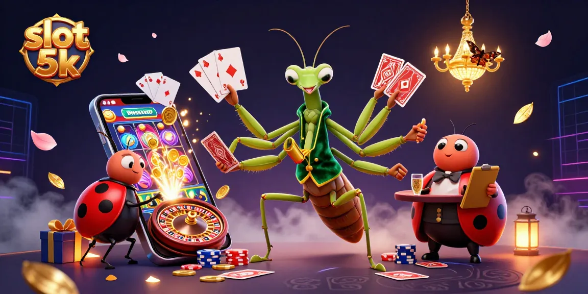 Engage with thrilling slot 5k gameplay through colorful illustrations of casino characters and dynamic gaming elements.