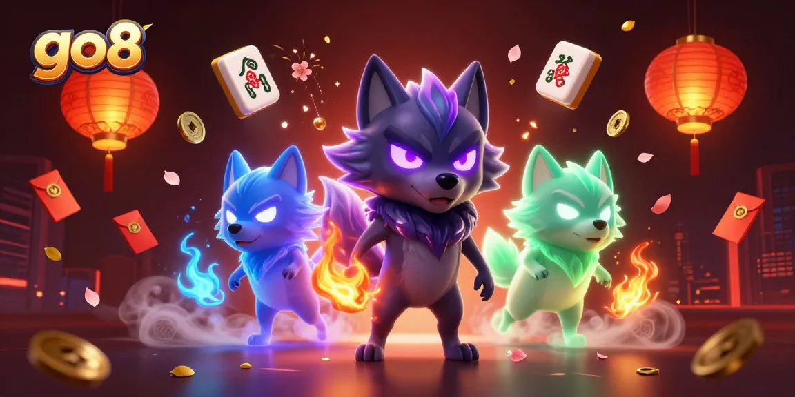 Experience thrilling gameplay with go8 at this vibrant animated casino scene filled with lucky symbols.