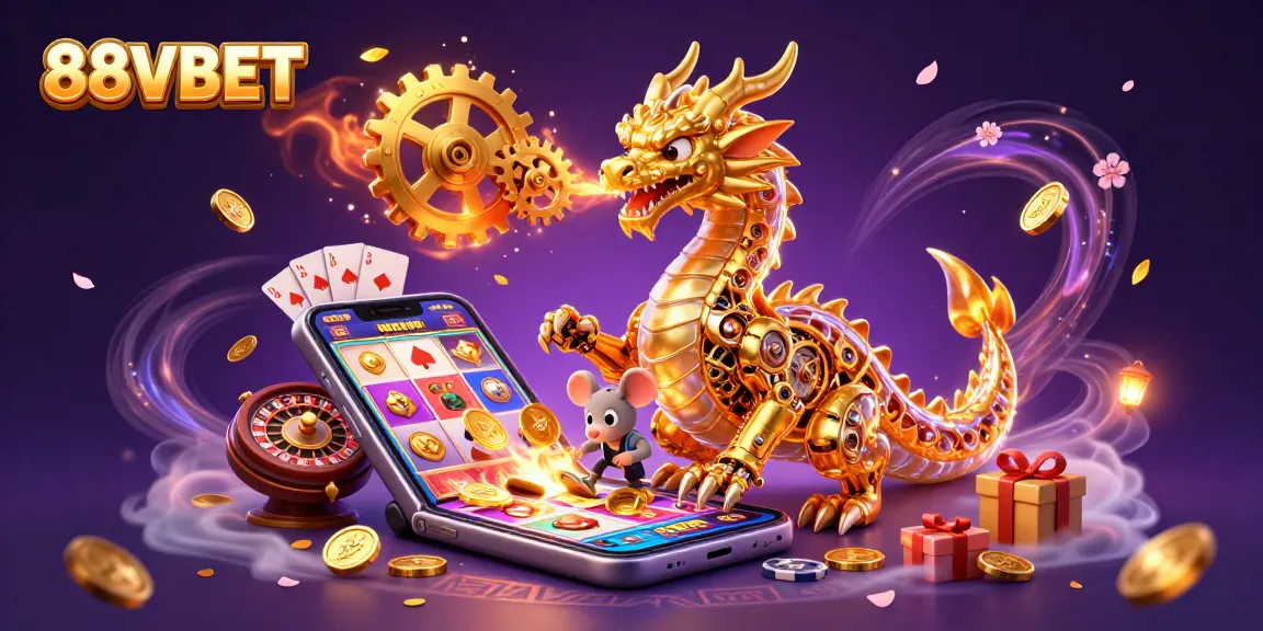 Experience thrilling gaming action with 88VBET's vibrant casino elements and dynamic characters.