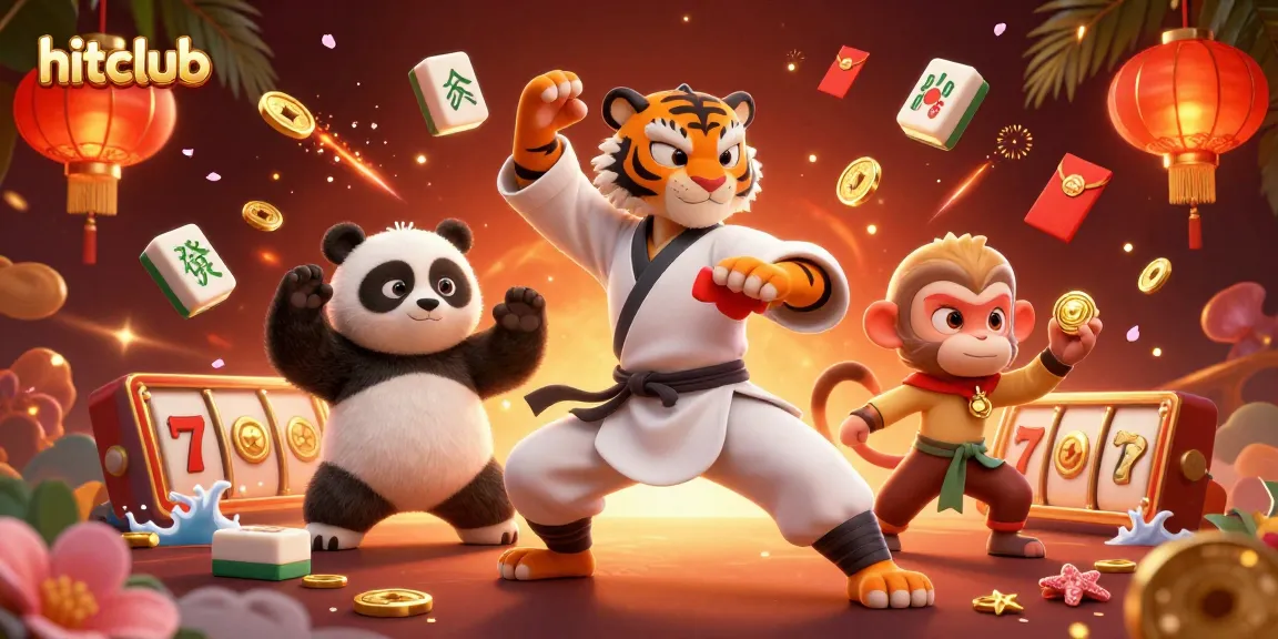 Join the thrill at hitclub with dynamic casino gaming illustrated by kung fu characters.