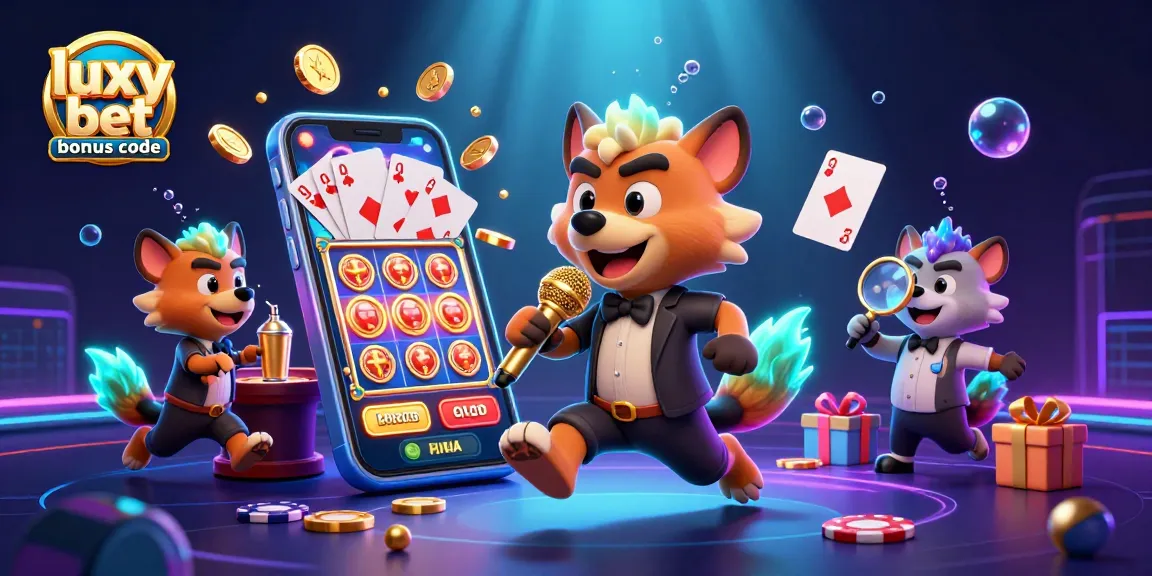 Engage with the luxy bet bonus code at this vibrant casino scene with hyenas in a comedy club setting.